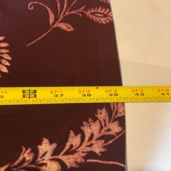 Chaps Women XL Floral Faux Wrap Dress Knee Length V Neck Burgundy Half Sleeve - Picture 9 of 10